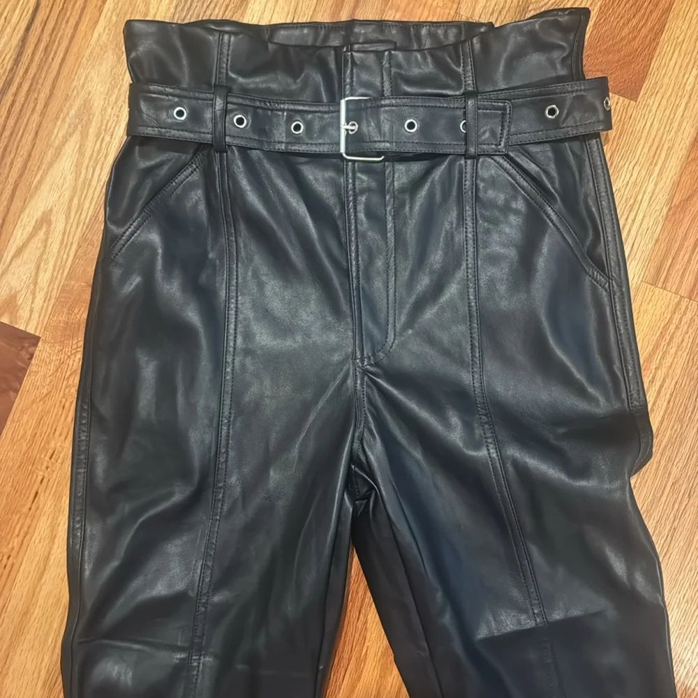 Blank NYC Belted Faux Leather Front Slit Pants - Picture 6 of 12